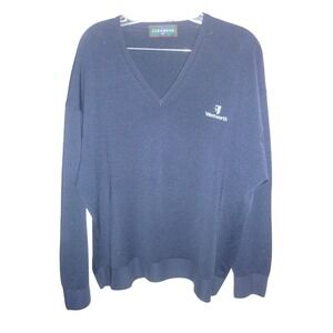 Glenmuir Wentworth V Neck‎ Sweater Mens Large Navy Blue Wool Golf